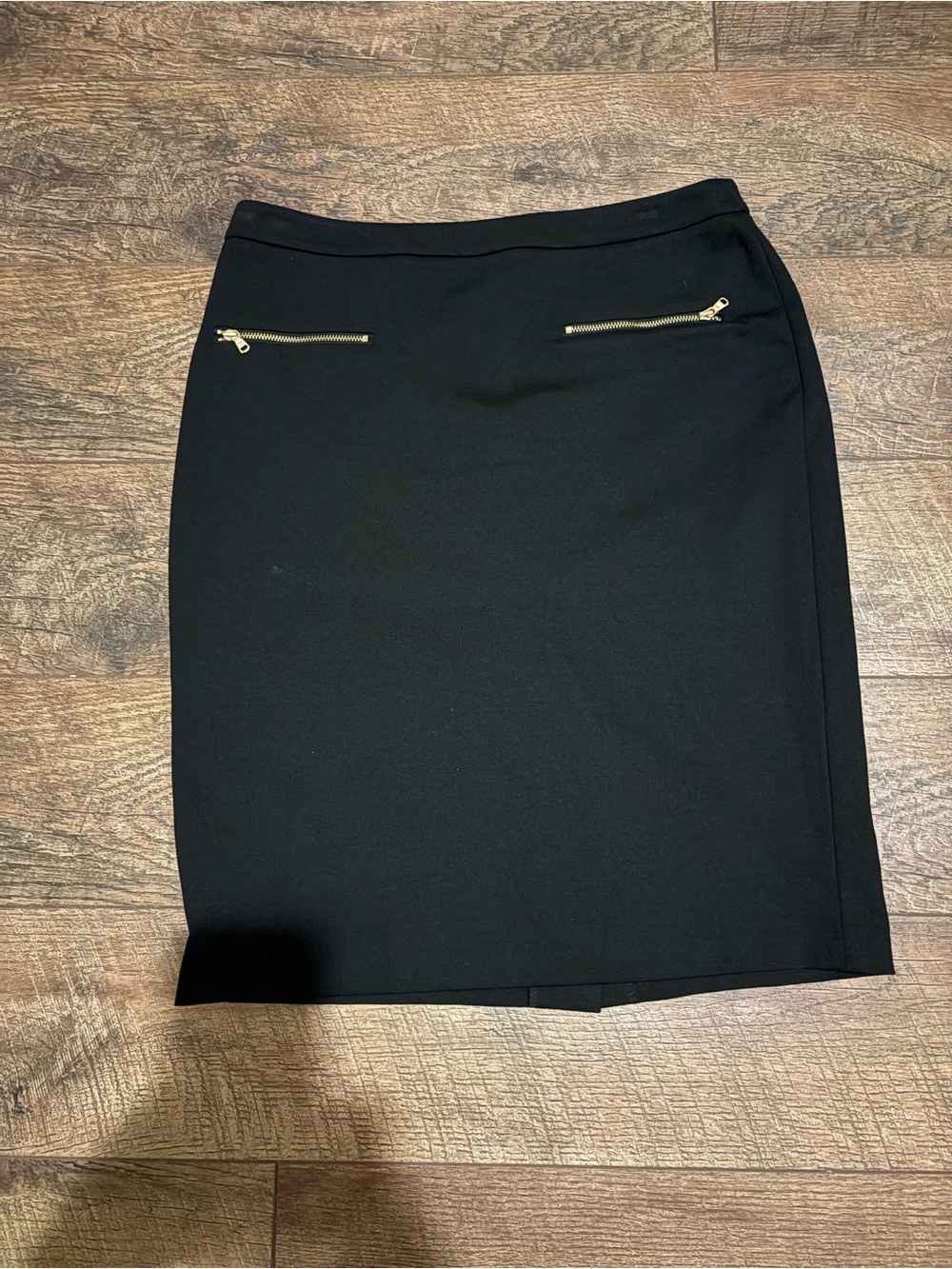 Talbots Black Pencil Skirt with Gold Zip Accents
